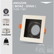 AMAZON DEKORATİF KARE BEYAZ - SİYAH KASA